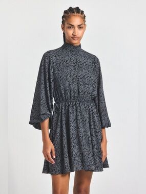 Derek Lam 10 Crosby Briar Dress Grey Pebble Mock Neck A-Line Size 2 NWT